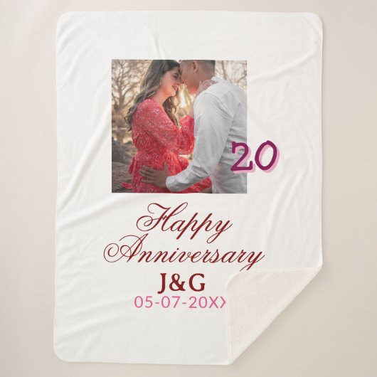 Cheers to 20 Years happy anniversary add photo dat シェルパブランケット (正面)