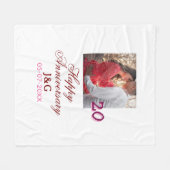 Cheers to 20 Years happy anniversary add photo dat フリースブランケット (正面(横))