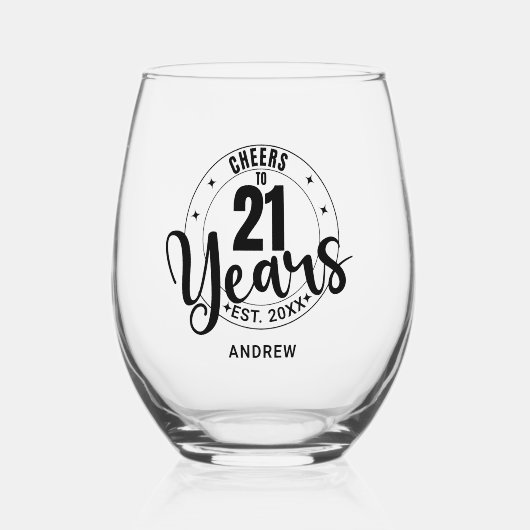 CHEERS TO 21 YEARS ステムなしワイングラス (正面)