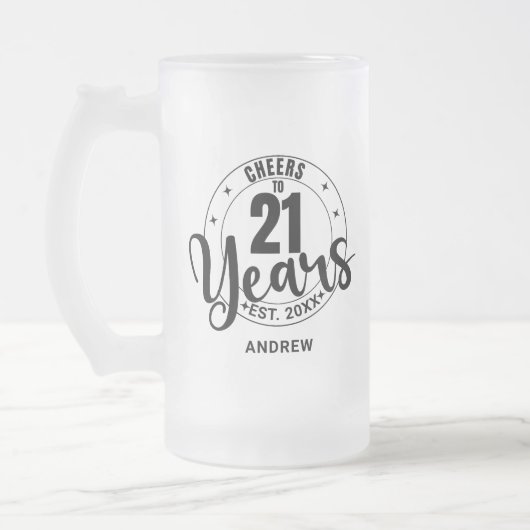 CHEERS TO 21 YEARS フロストグラスビールジョッキ (左)
