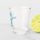 Cheers to 21 years chic blue script 21st birthday ショットグラス (右)