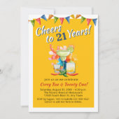 Cheers to 21 Years Modern 21st Birthday  Fiesta 招待状 (正面)