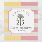 Cheers to 25 Palm Beach Tropical Birthday ワインラベル (シングルラベル)