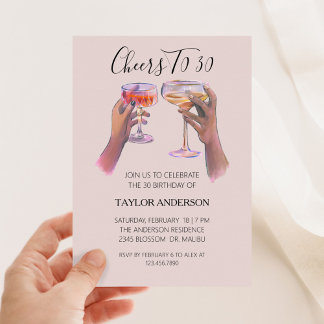 Cheers to 30 Birthday Cocktail Invitation 招待状