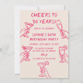 Cheers to 30 Years Beige Cocktail 30th Birthday 招待状 (正面)