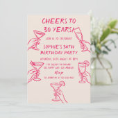 Cheers to 30 Years Beige Cocktail 30th Birthday 招待状 (スタンド正面)