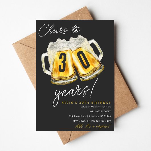 Cheers to 30 Years Birthday Invitation 招待状