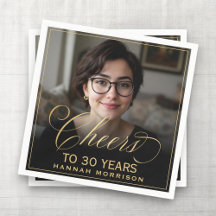Cheers to 30 Years Birthday Photo Gold Black