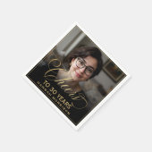 Cheers to 30 Years Birthday Photo Gold Black スタンダードカクテルナプキン (角)