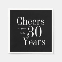 Cheers to 30 Years Black White 30th Birthday Party スタンダードカクテルナプキン