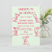 Cheers to 30 Years Green Cocktail 30th Birthday 招待状 (スタンド正面)