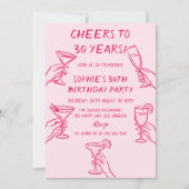 Cheers to 30 Years Pink Cocktail 30th Birthday  招待状 (正面)