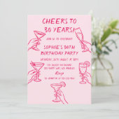 Cheers to 30 Years Pink Cocktail 30th Birthday  招待状 (スタンド正面)