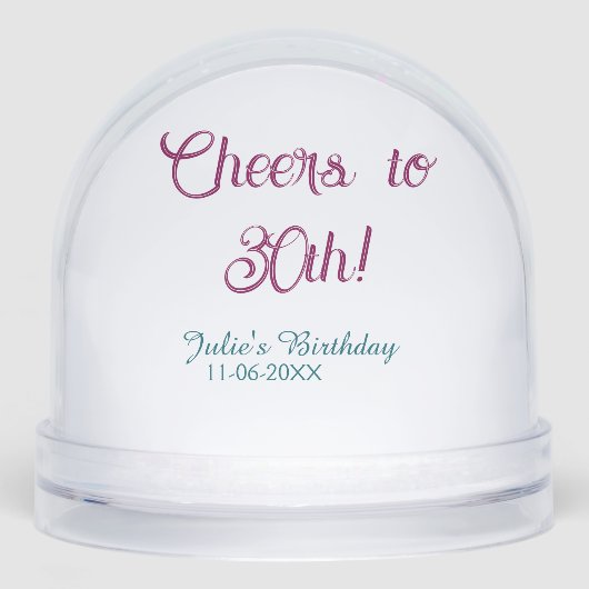 Cheers to 30th birthday name date mauve blue elega (正面)