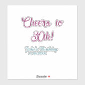 Cheers to 30th birthday name date mauve blue elega シール (シート)