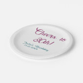 Cheers to 30th birthday name date mauve blue elega ペーパープレート (アングル)