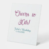 Cheers to 30th birthday name date mauve blue elega 台座サイン (正面)