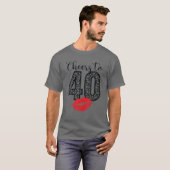 Cheers To 40 Years Lips Happy Birthday Leopard Bor Tシャツ (正面フル)