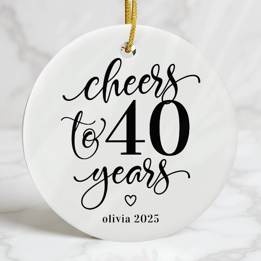 Cheers to 40 Years Milestone Birthday Ornament セラミックオーナメント