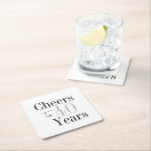 Cheers to 40 Years Minimal Silver Party スクエアペーパーコースター (インサイチュ)