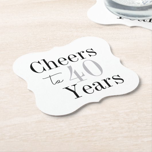 Cheers to 40 Years Minimal Silver Party ペーパーコースター (アングル)