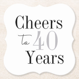 Cheers to 40 Years Minimal Silver Party ペーパーコースター