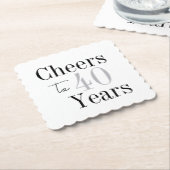 Cheers to 40 Years Minimal Silver Party ペーパーコースター (アングル)
