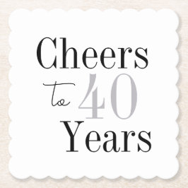 Cheers to 40 Years Minimal Silver Party ペーパーコースター