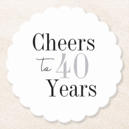 Cheers to 40 Years Minimal Silver Party ペーパーコースター