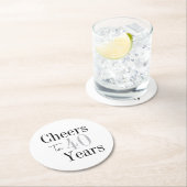 Cheers to 40 Years Minimal Silver Party ラウンドペーパーコースター (インサイチュ)