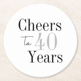 Cheers to 40 Years Minimal Silver Party ラウンドペーパーコースター