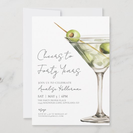 Cheers To 40th Birthday Party 招待状 (正面)