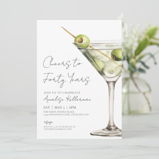 Cheers To 40th Birthday Party 招待状 (スタンド正面)