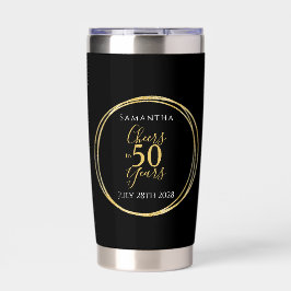 Cheers to 50 Years 50th Birthday Black Gold Party 保温保冷タンブラー