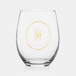 Cheers to 50 Years 50th Birthday Gold Typography ステムなしワイングラス