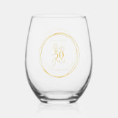 Cheers to 50 Years 50th Birthday Gold Typography ステムなしワイングラス (裏面)