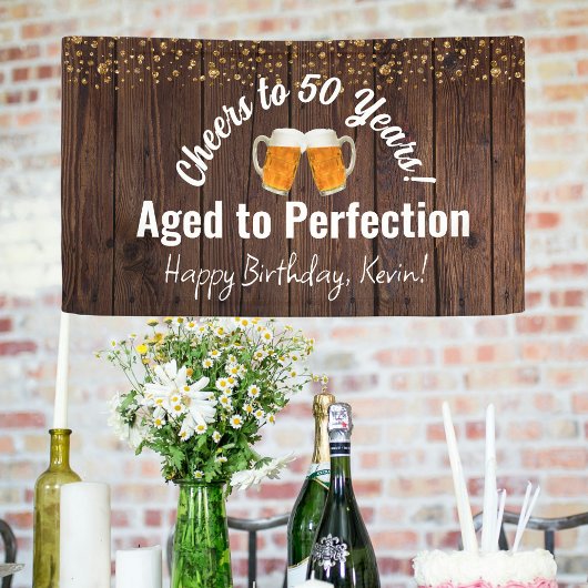Cheers to 50 Years! Aged to Perfection Birthday  横断幕