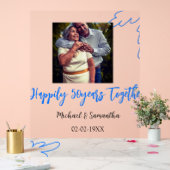 cheers to 50 years anniversary blue leaf photo nam アクリルサイン (ウェディング)