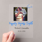 cheers to 50 years anniversary blue leaf photo nam アクリル招待状 (インサイチュ (ポータブル))