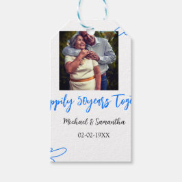 cheers to 50 years anniversary blue leaf photo nam ギフトタグ