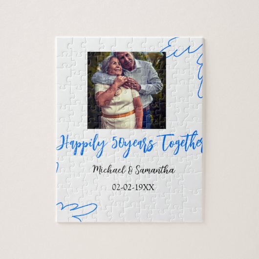 cheers to 50 years anniversary blue leaf photo nam ジグソーパズル (縦)