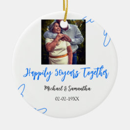 cheers to 50 years anniversary blue leaf photo nam セラミックオーナメント