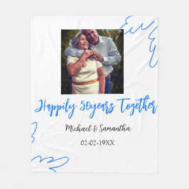 cheers to 50 years anniversary blue leaf photo nam フリースブランケット