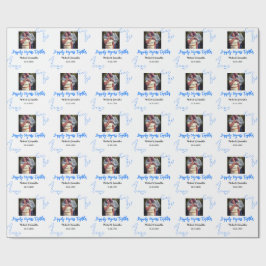 cheers to 50 years anniversary blue leaf photo nam ラッピングペーパー