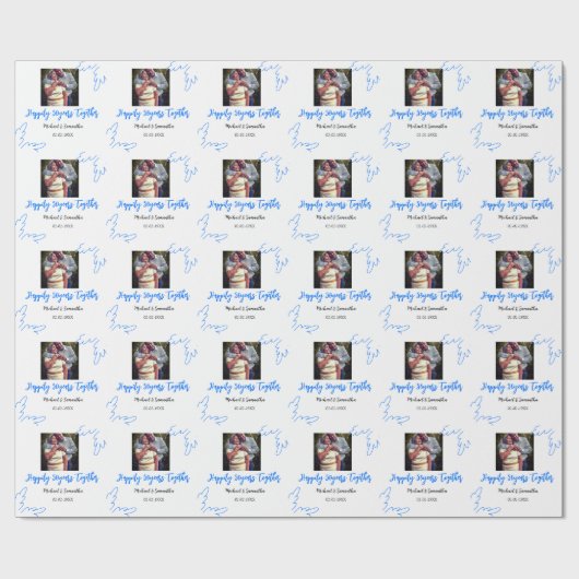 cheers to 50 years anniversary blue leaf photo nam ラッピングペーパー (フラット)