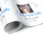 cheers to 50 years anniversary blue leaf photo nam ラッピングペーパー (ロールコーナー)