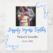 cheers to 50 years anniversary blue leaf photo nam ワインラベル (シングルラベル)