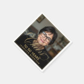 Cheers to 50 Years Birthday Photo Gold Black スタンダードカクテルナプキン (角)