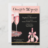 Cheers to 50 Years Black Champagne Birthday 招待状 (正面)