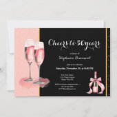 Cheers to 50 Years Black Champagne Birthday 招待状 (正面)